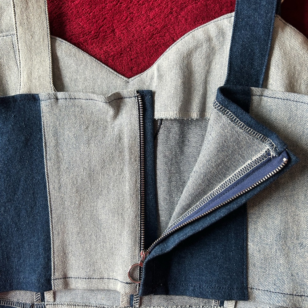 Lazy Oaf Two-Tone Blue Denim Bustier Top - Picture 4 of 8